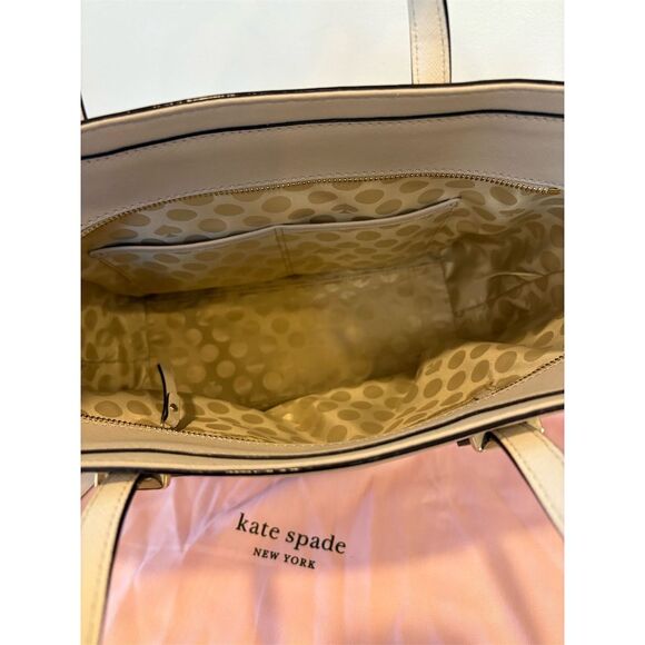 Kate Spade Cedar Street Hayden Satchel Stone Gray Polka Dot Large Handbag - Picture 4 of 6